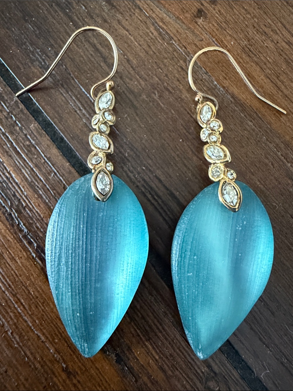 Alexis Bittar Crystal-Dust Lucite Leaflet Drop Earrings - Teal